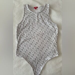 Guess White and Black Logo Bodysuit